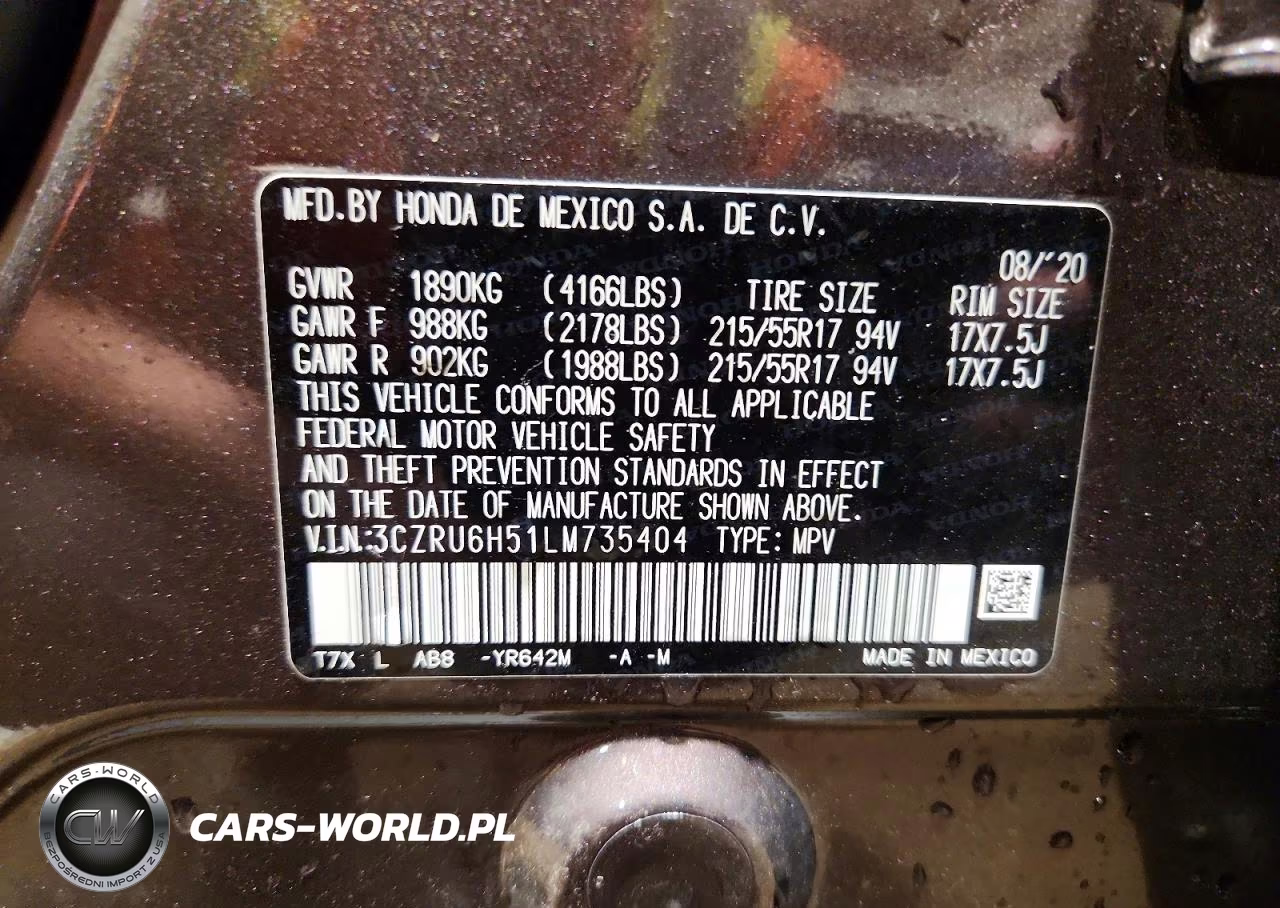 2020 Honda Hr-V Ex VIN:3CZRU6H51LM735404 - 14
