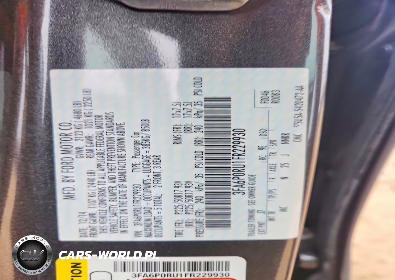 2015 Ford Fusion Titanium Hev VIN:3FA6P0RU1FR229930 - 12