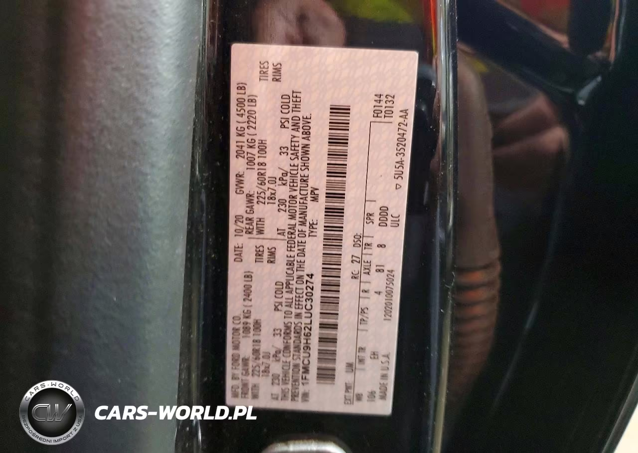 2020 Ford Escape Sel VIN:1FMCU9H62LUC30274 - 13