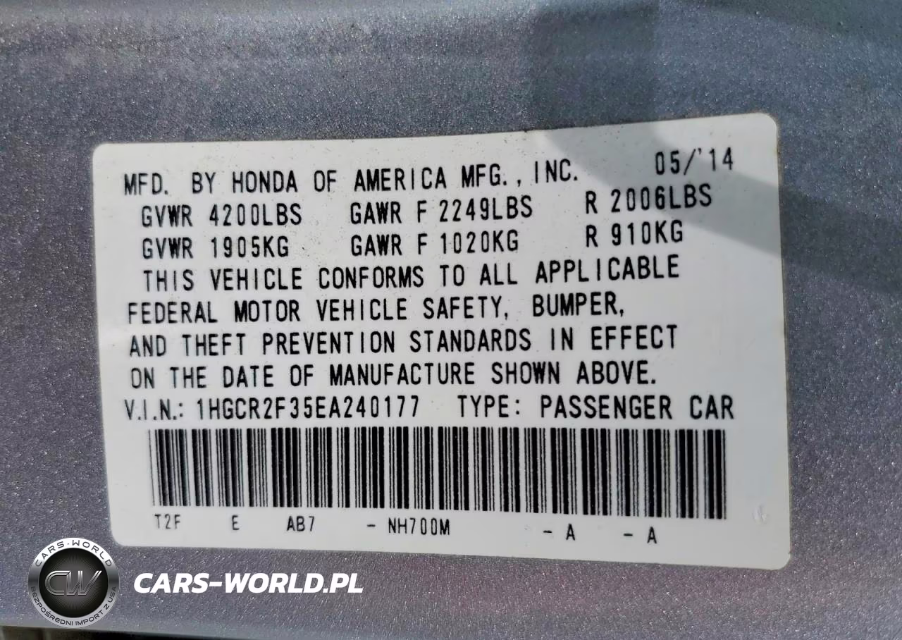 2014 Honda Accord Lx VIN:1HGCR2F35EA240177 - 12
