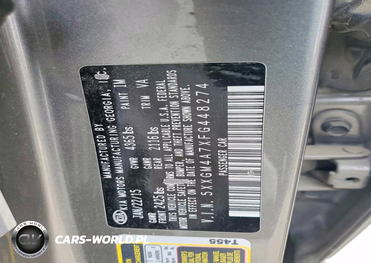 2015 Kia Optima Lx VIN:5XXGM4A7XFG448274 - 12