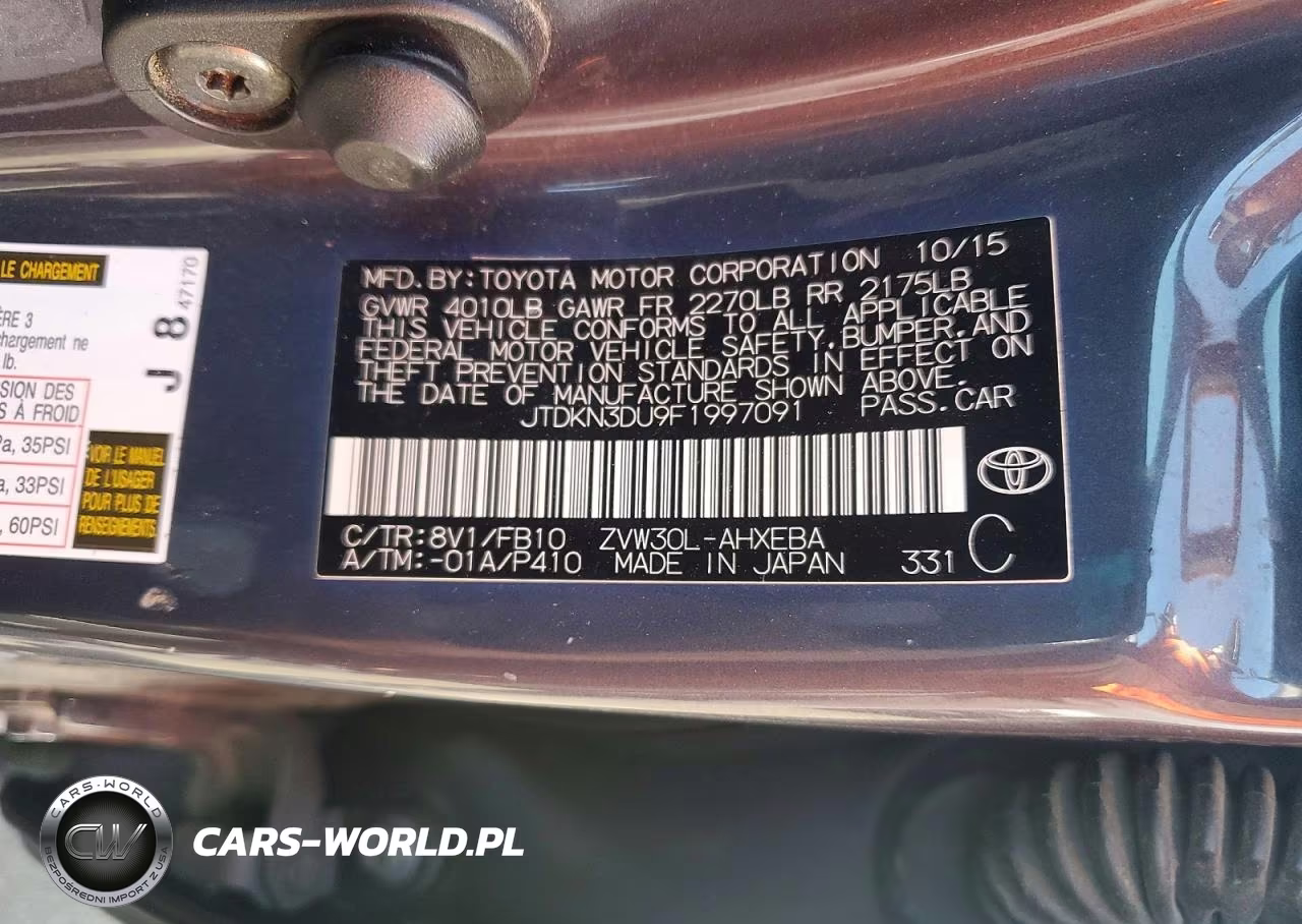 2015 Toyota Prius Two VIN:JTDKN3DU9F1997091 - 12