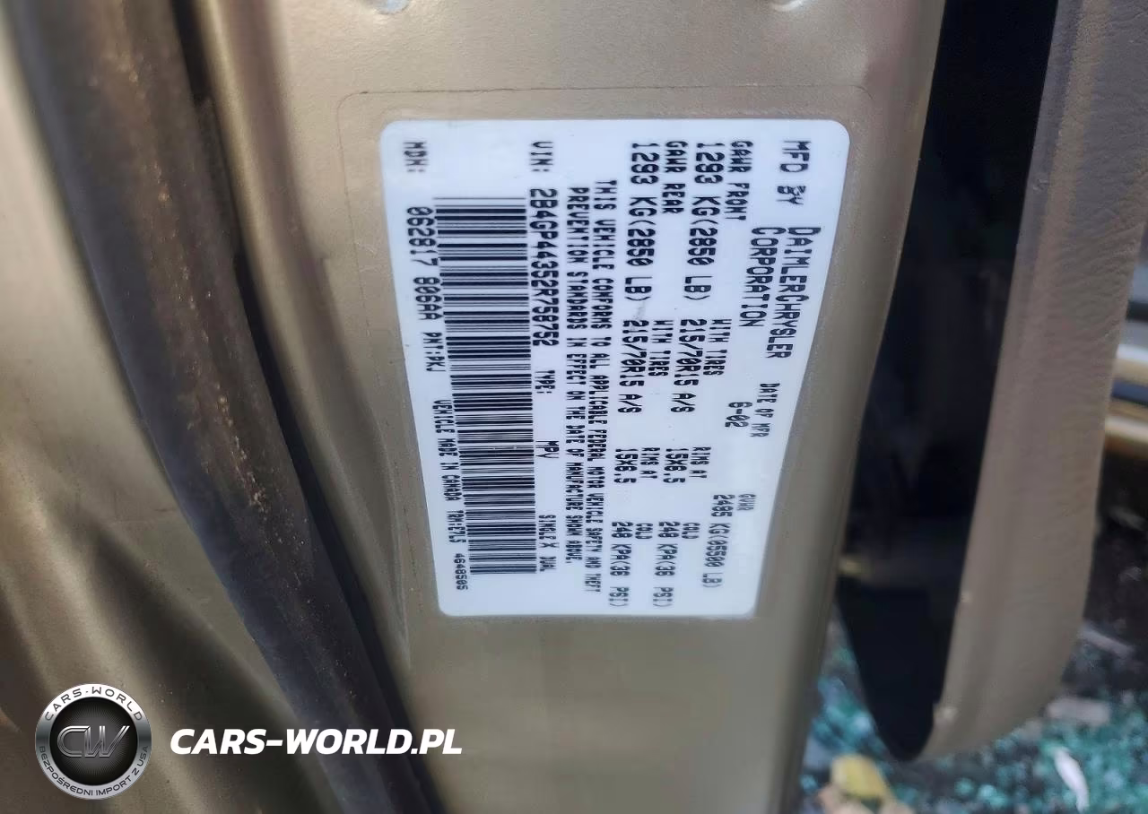 2002 Dodge Grand Caravan Sport VIN:2B4GP44352R758752 - 13