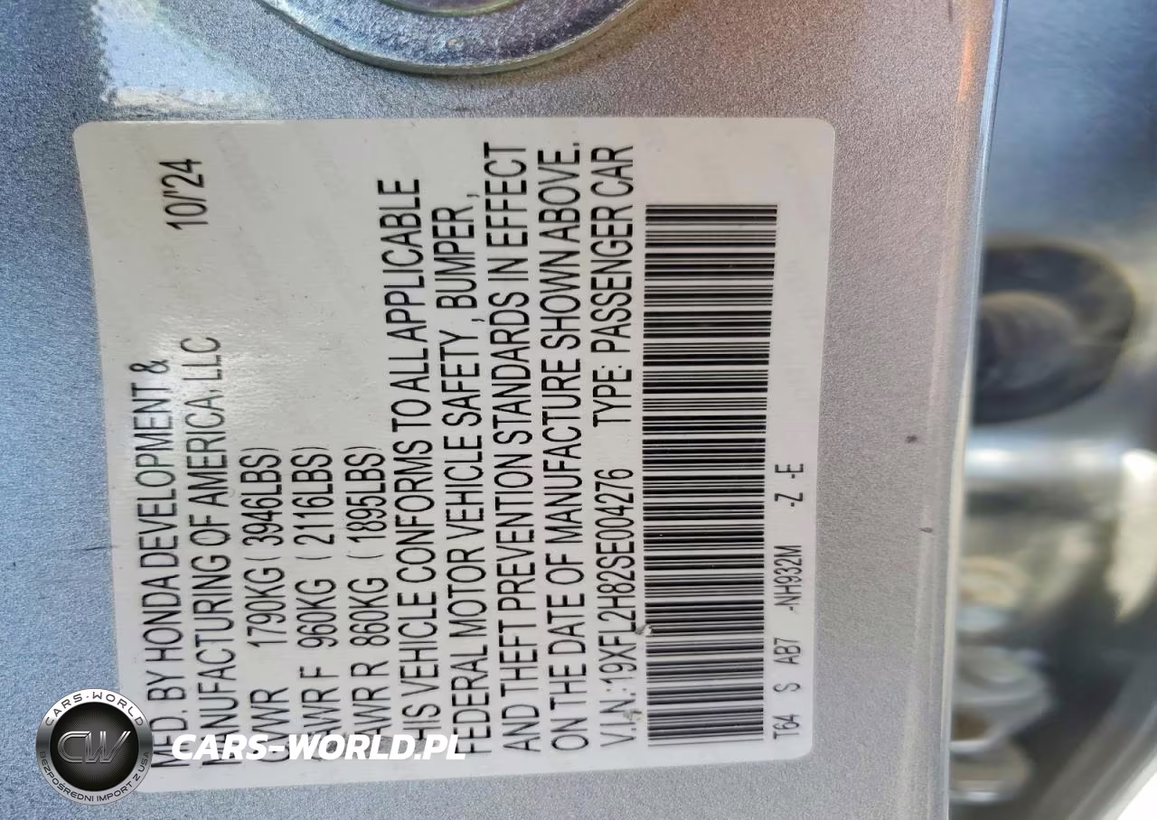 2025 Honda Civic Sport VIN:19XFL2H82SE004276 - 12