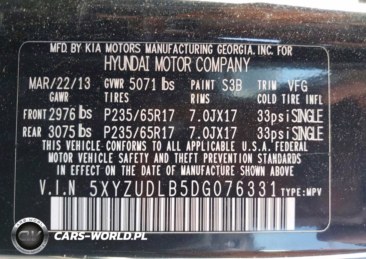 2013 Hyundai Santa Fe Sport 2.4L VIN:5XYZUDLB5DG076331 - 13