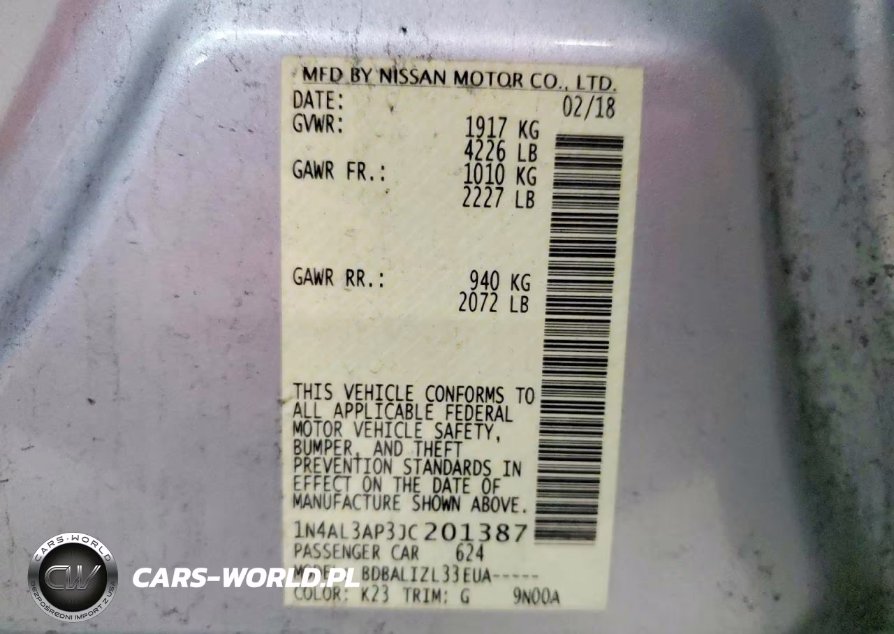 2018 Nissan Altima 2.5 Sv VIN:1N4AL3AP3JC201387 - 12