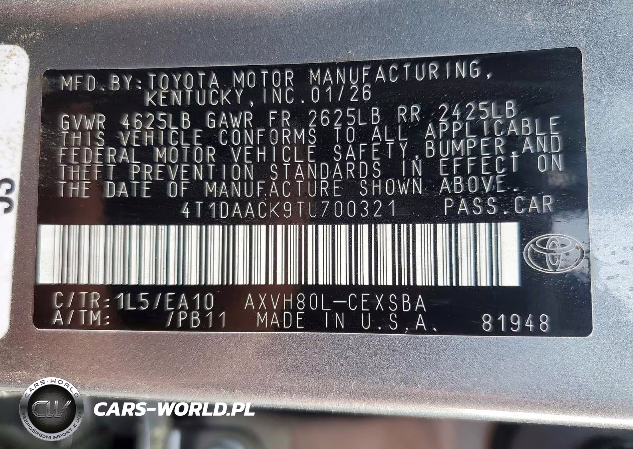 2026 Toyota Camry Se VIN:4T1DAACK9TU700321 - 12
