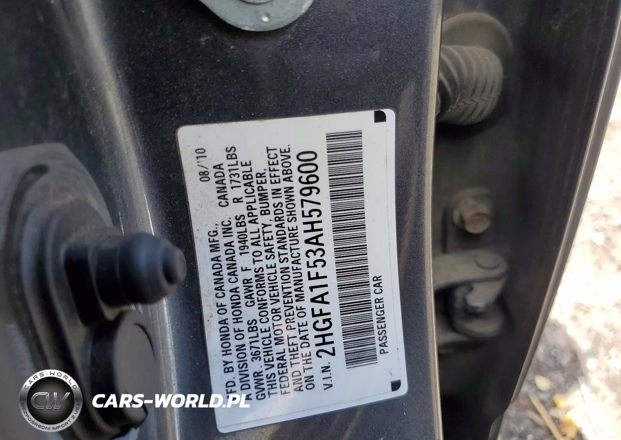 2010 Honda Civic Lx VIN:2HGFA1F53AH579600 - 12