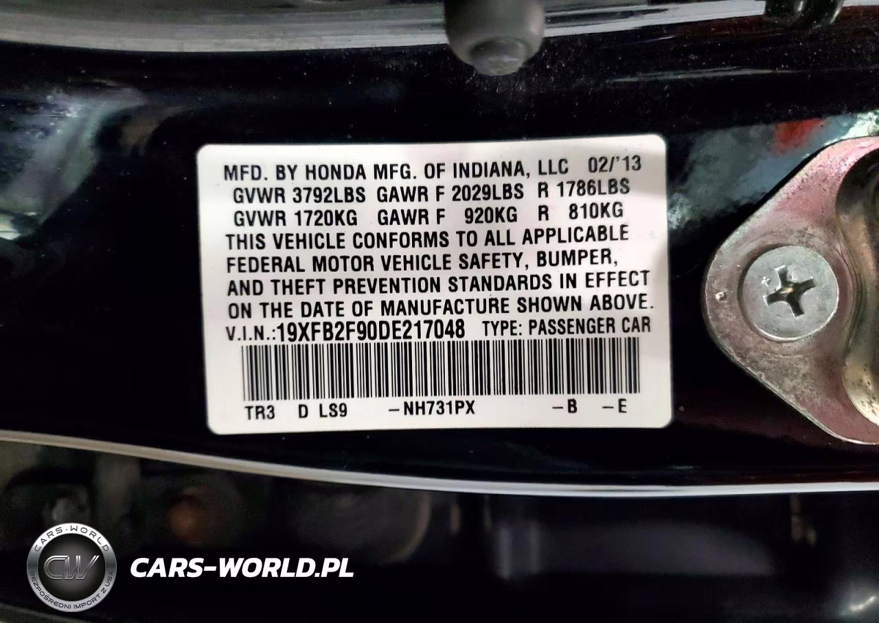 2013 Honda Civic Exl VIN:19XFB2F90DE217048 - 12