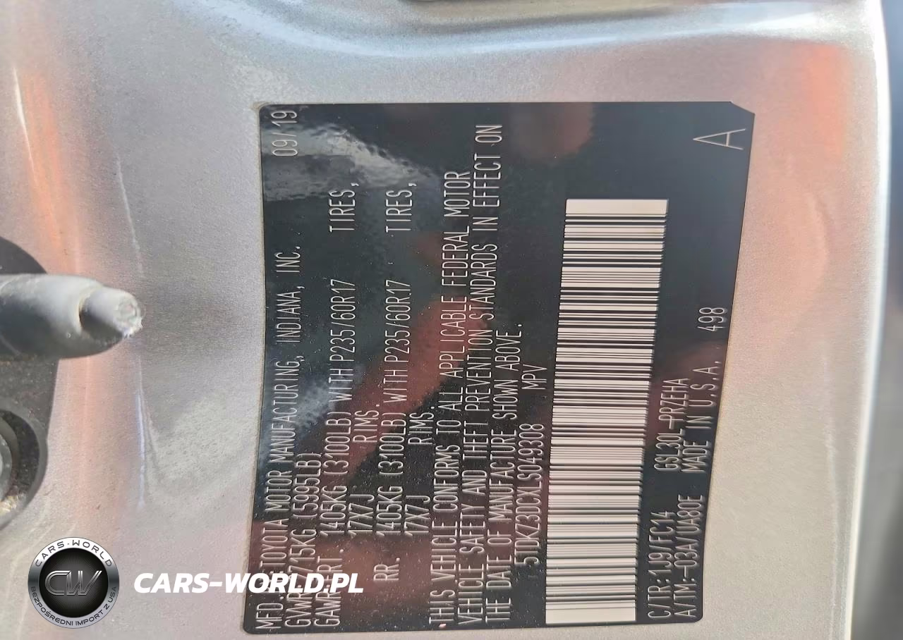 2020 Toyota Sienna Le VIN:5TDKZ3DCXLS049308 - 13