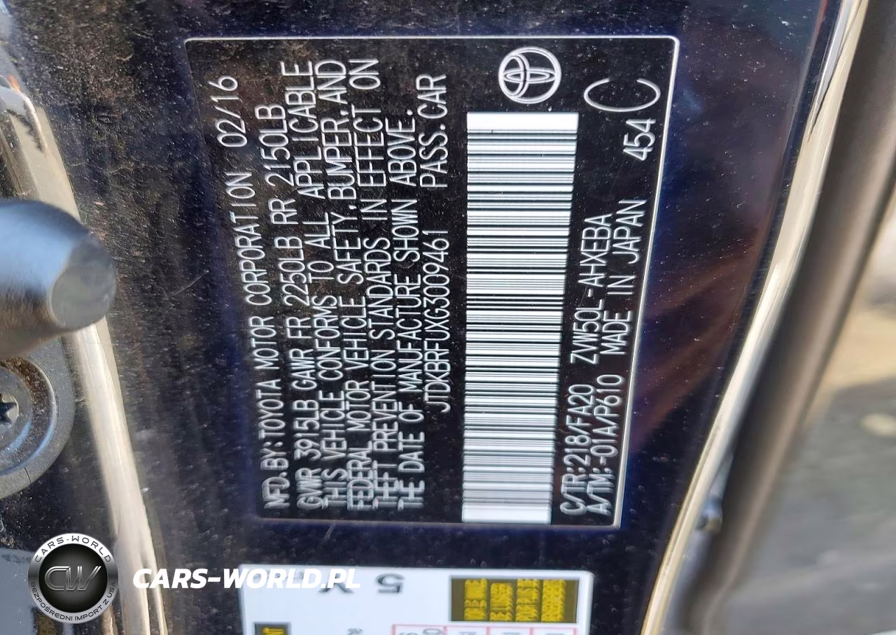 2016 Toyota Prius Two VIN:JTDKBRFUXG3009461 - 12