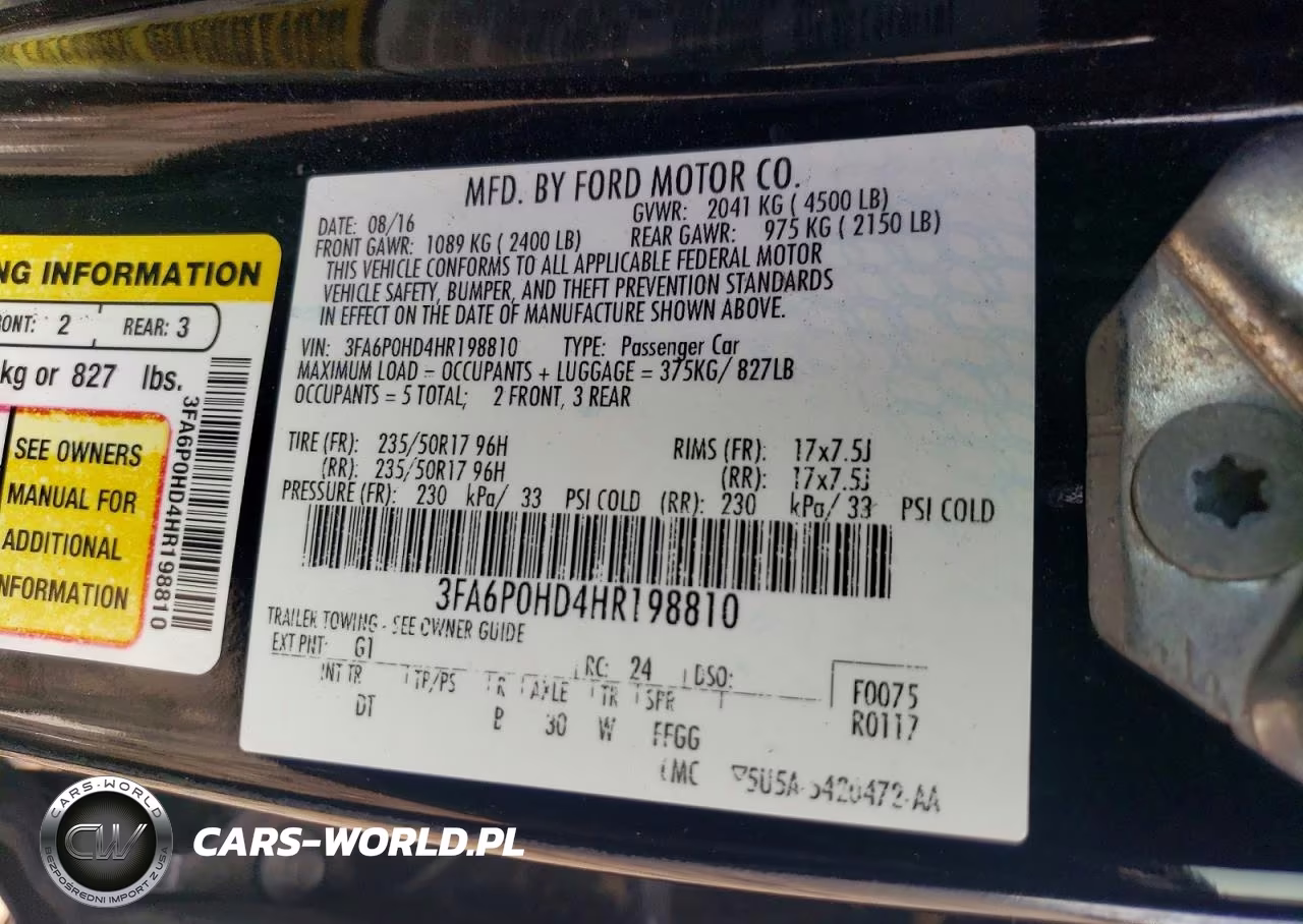 2017 Ford Fusion Se VIN:3FA6P0HD4HR198810 - 12