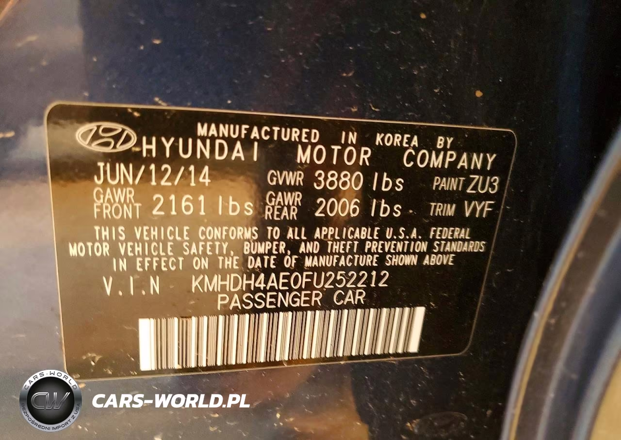 2015 Hyundai Elantra Limited VIN:KMHDH4AE0FU252212 - 12