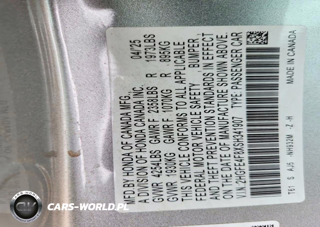 2025 Honda Civic Sport VIN:2HGFE4F8XSH341907 - 12