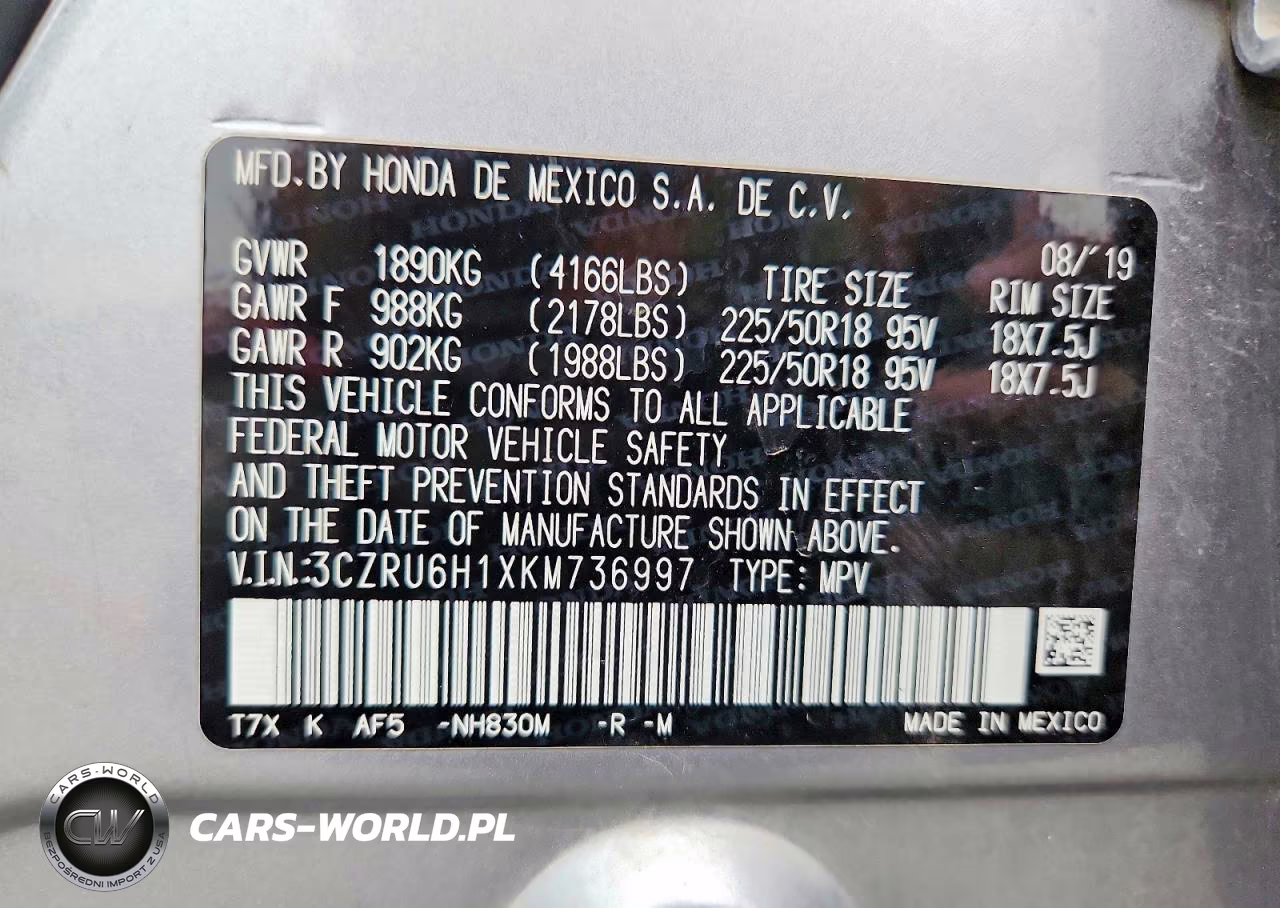 2019 Honda Hr-V Sport VIN:3CZRU6H1XKM736997 - 13