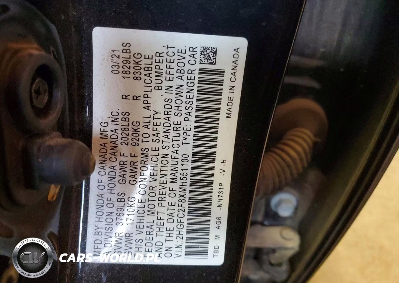 2021 Honda Civic Sport VIN:2HGFC2F8XMH551100 - 13