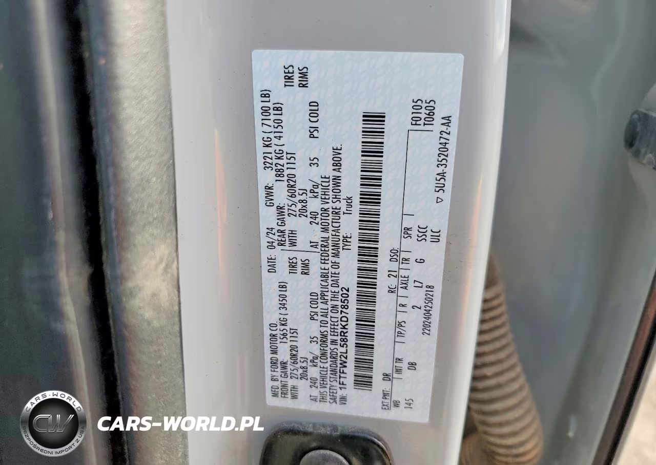 2024 Ford F150 Stx VIN:1FTFW2L58RKD78502 - 12