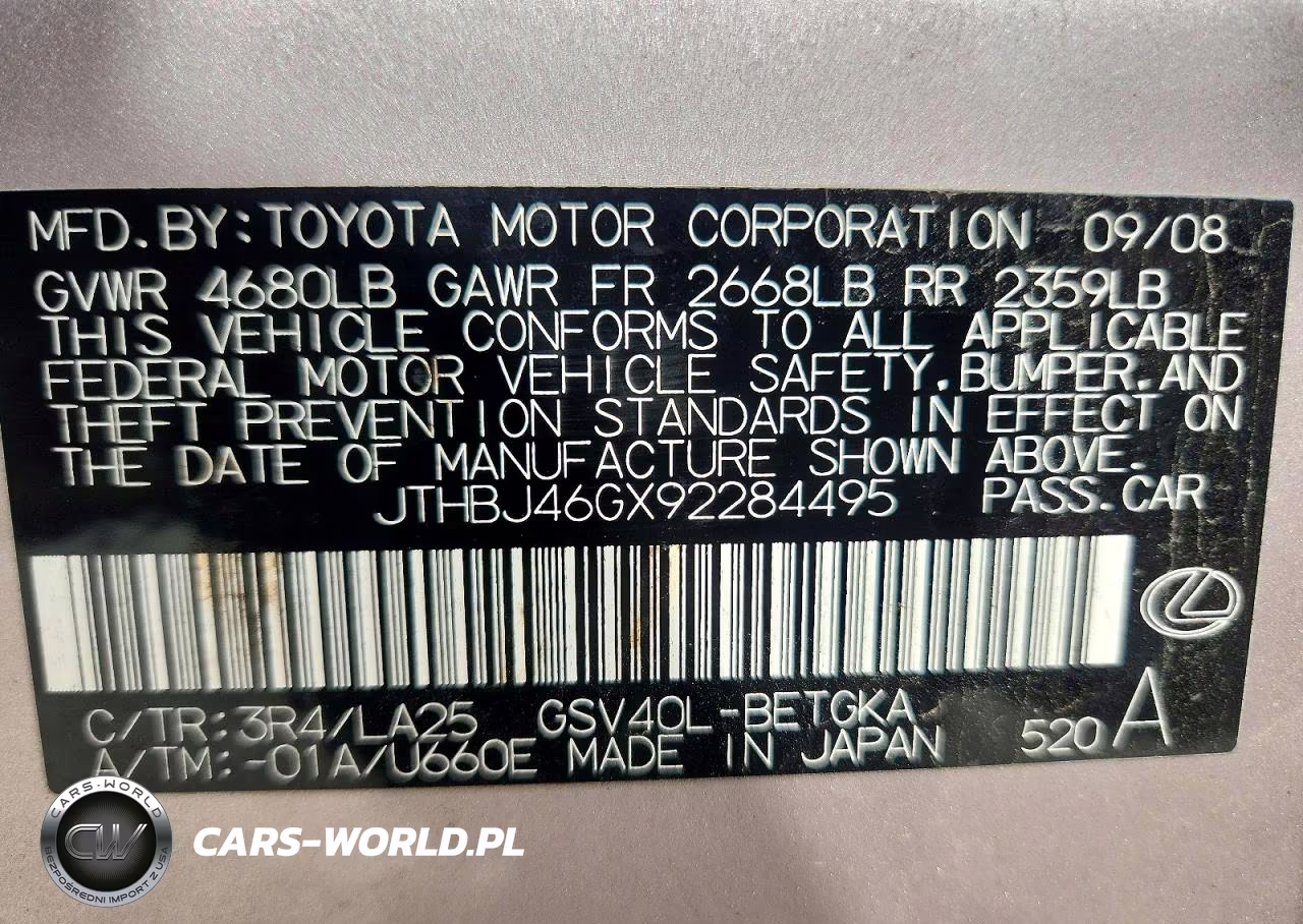 2009 Lexus Es 350 VIN:JTHBJ46GX92284495 - 12