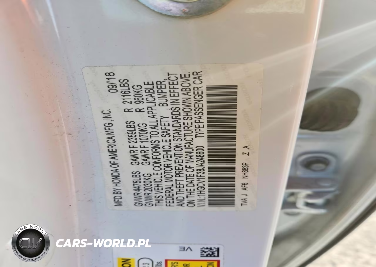 2018 Honda Accord Sport VIN:1HGCV1F38JA248600 - 12