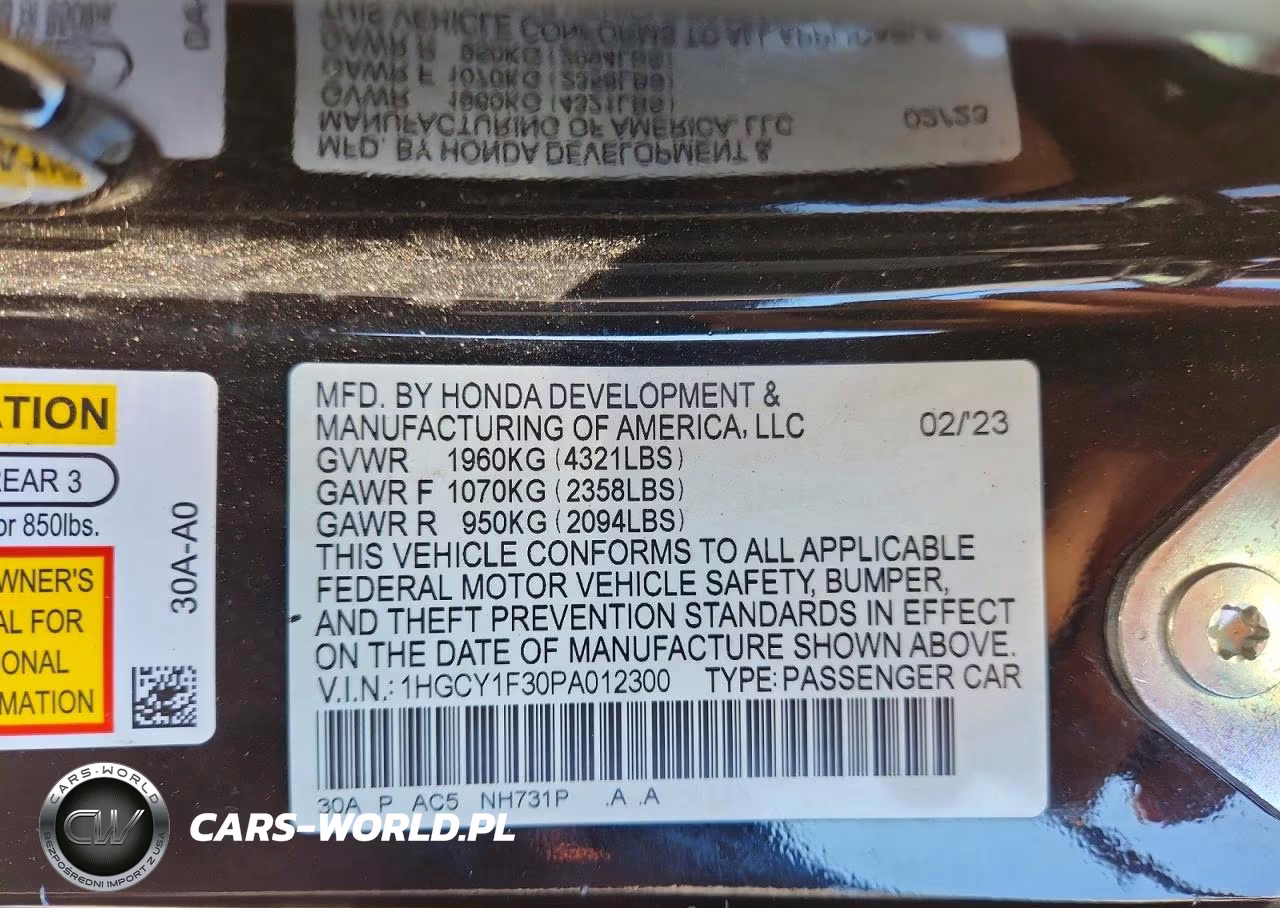 2023 Honda Accord Sed VIN:1HGCY1F30PA012300 - 12