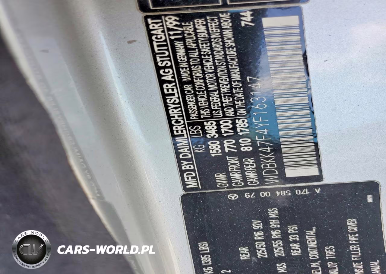2000 Mercedes-Benz Slk 230 Kompressor VIN:WDBKK47F4YF163147 - 12