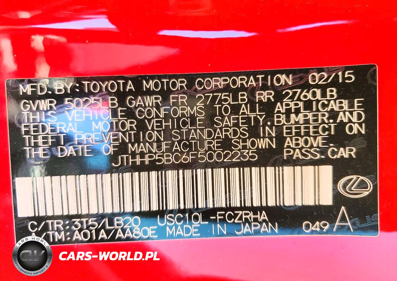 2015 Lexus Rc F Base VIN:JTHHP5BC6F5002235 - 13