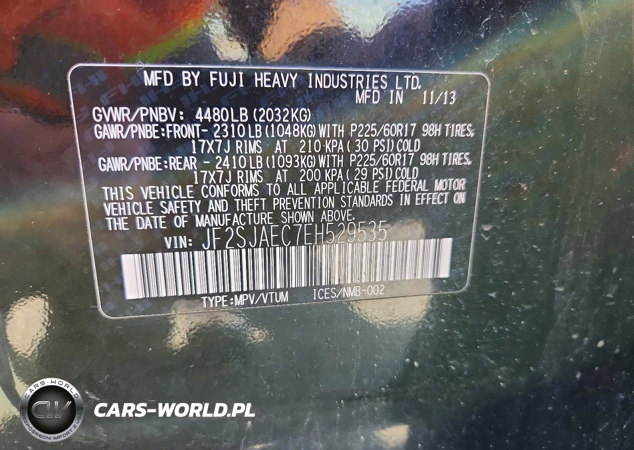 2014 Subaru Forester 2.5I Premium VIN:JF2SJAEC7EH529535 - 12
