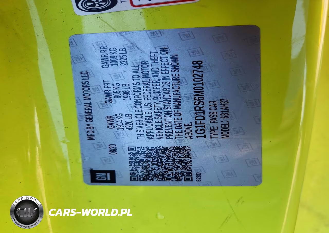 2021 Chevrolet Camaro Lt VIN:1G1FD1RS6M0102748 - 12
