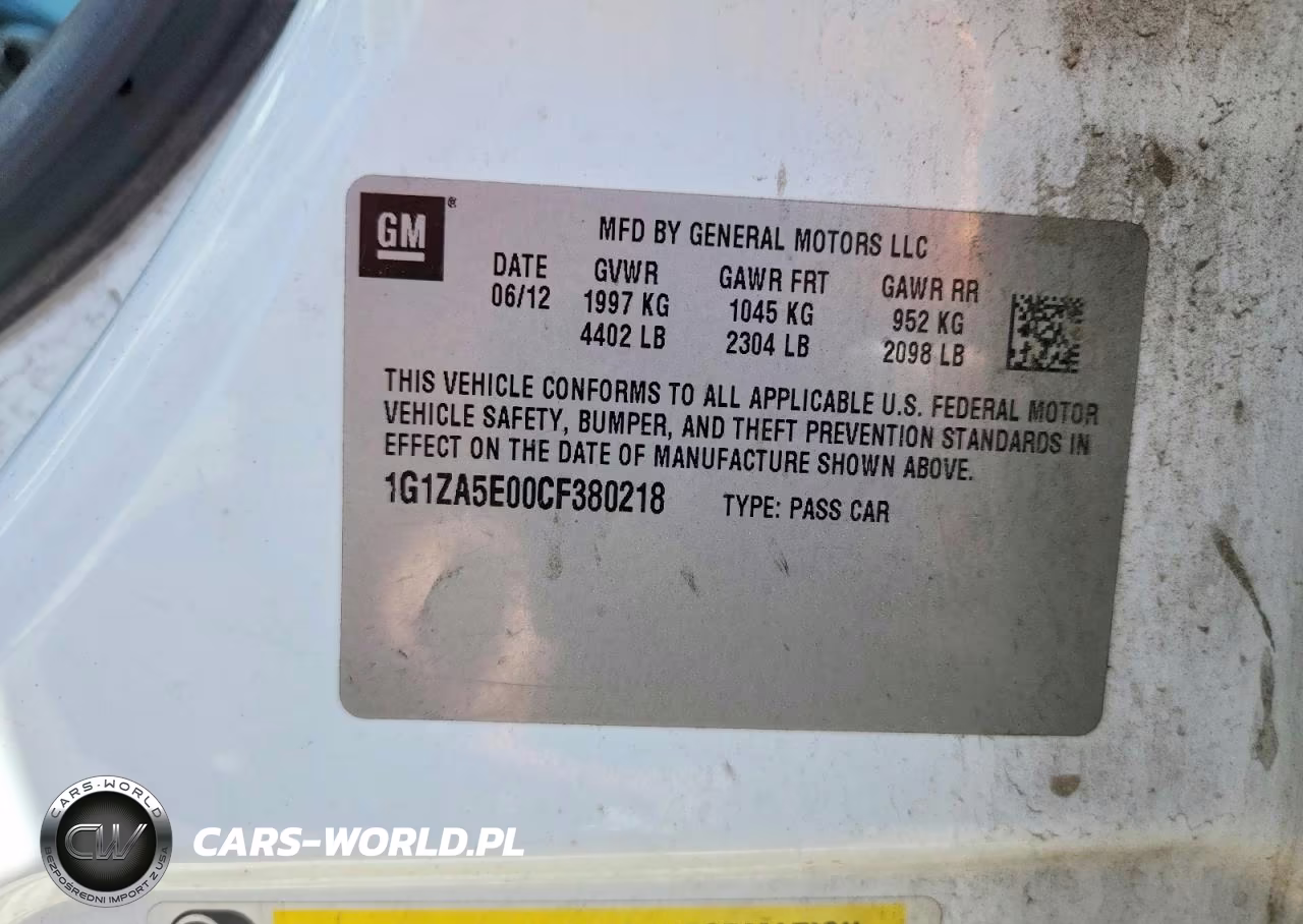 2012 Chevrolet Malibu Ls VIN:1G1ZA5E00CF380218 - 12