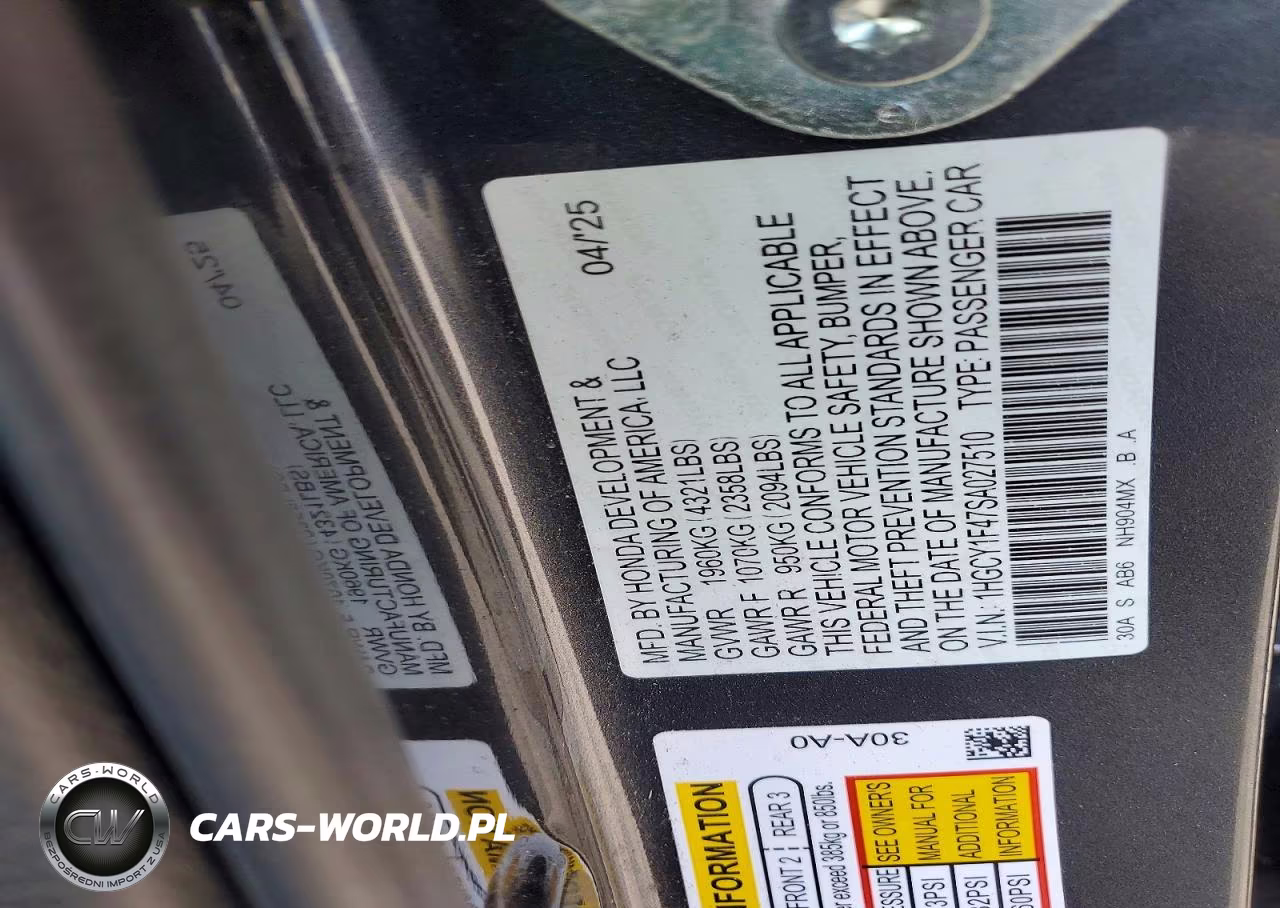 2025 Honda Accord Se VIN:1HGCY1F47SA027510 - 12