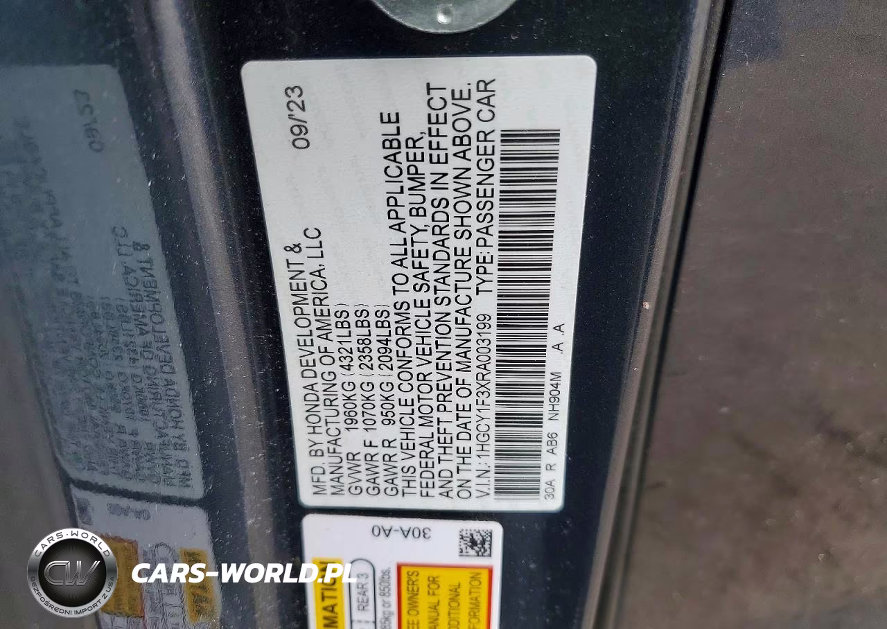 2024 Honda Accord Ex VIN:1HGCY1F3XRA003199 - 12