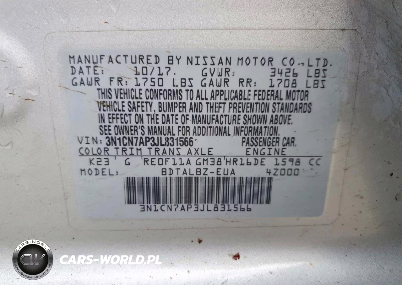 2018 Nissan Versa Sv VIN:3N1CN7AP3JL831566 - 12