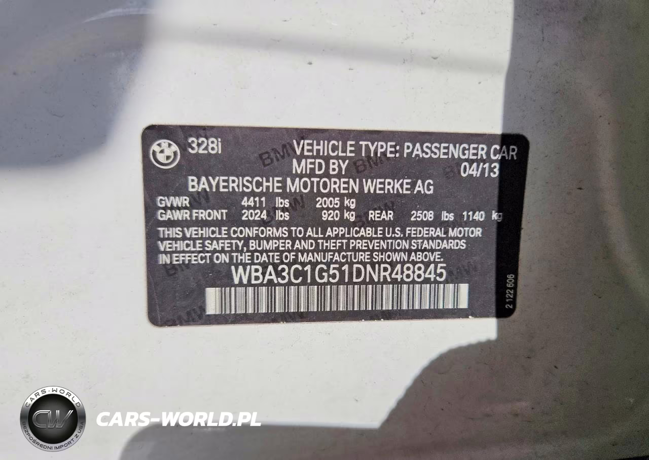 2013 BMW 328 I Sulev VIN:WBA3C1G51DNR48845 - 13