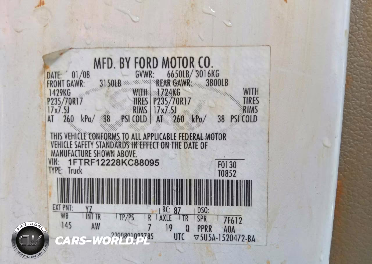 2008 Ford F150 VIN:1FTRF12228KC88095 - 12