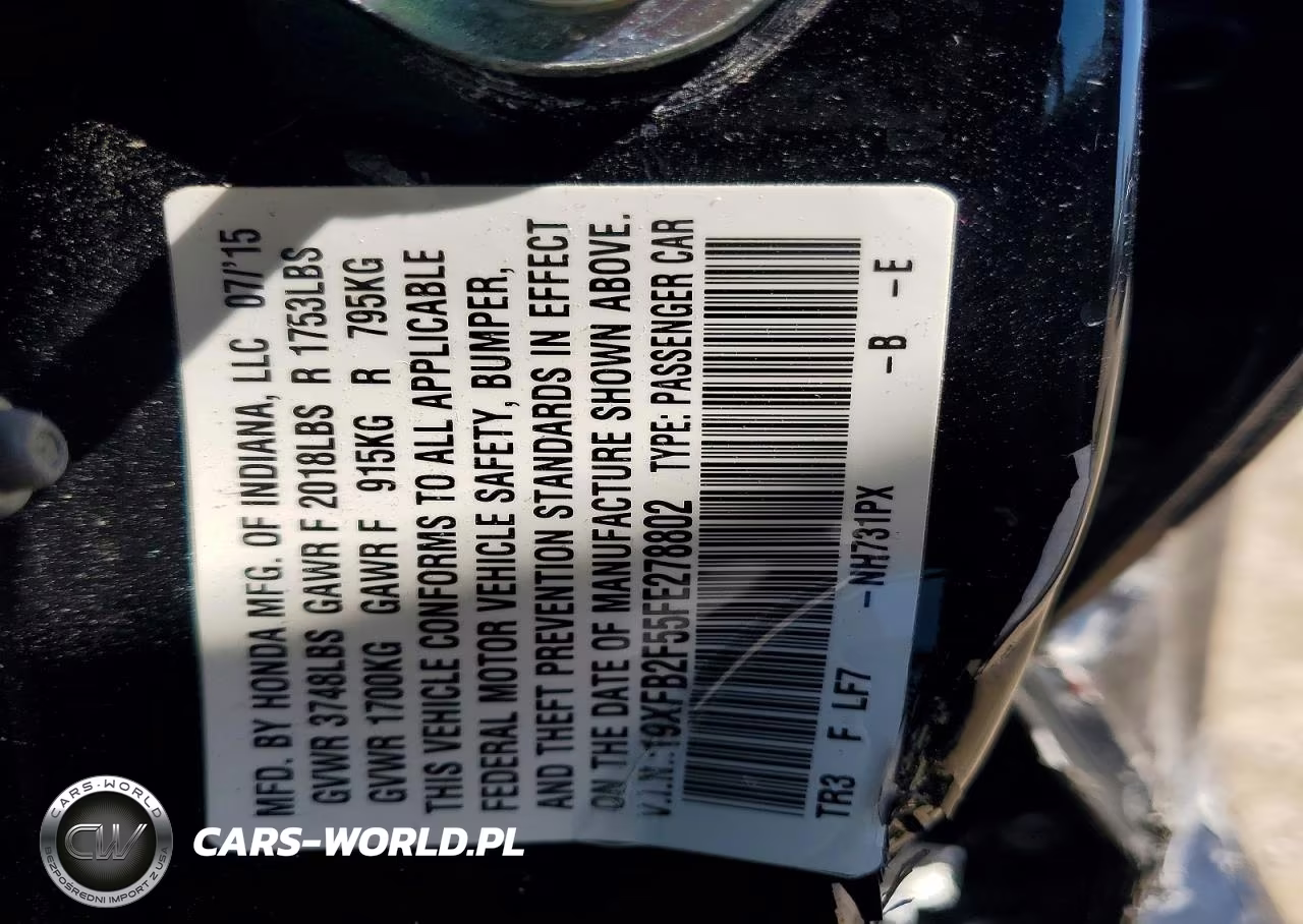 2015 Honda Civic Lx VIN:19XFB2F55FE278802 - 12