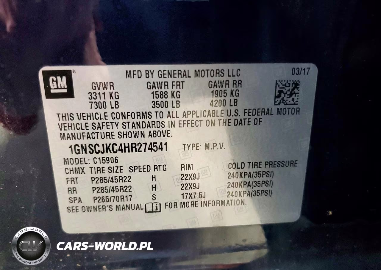 2017 Chevrolet Suburban C1500 Premier VIN:1GNSCJKC4HR274541 - 14
