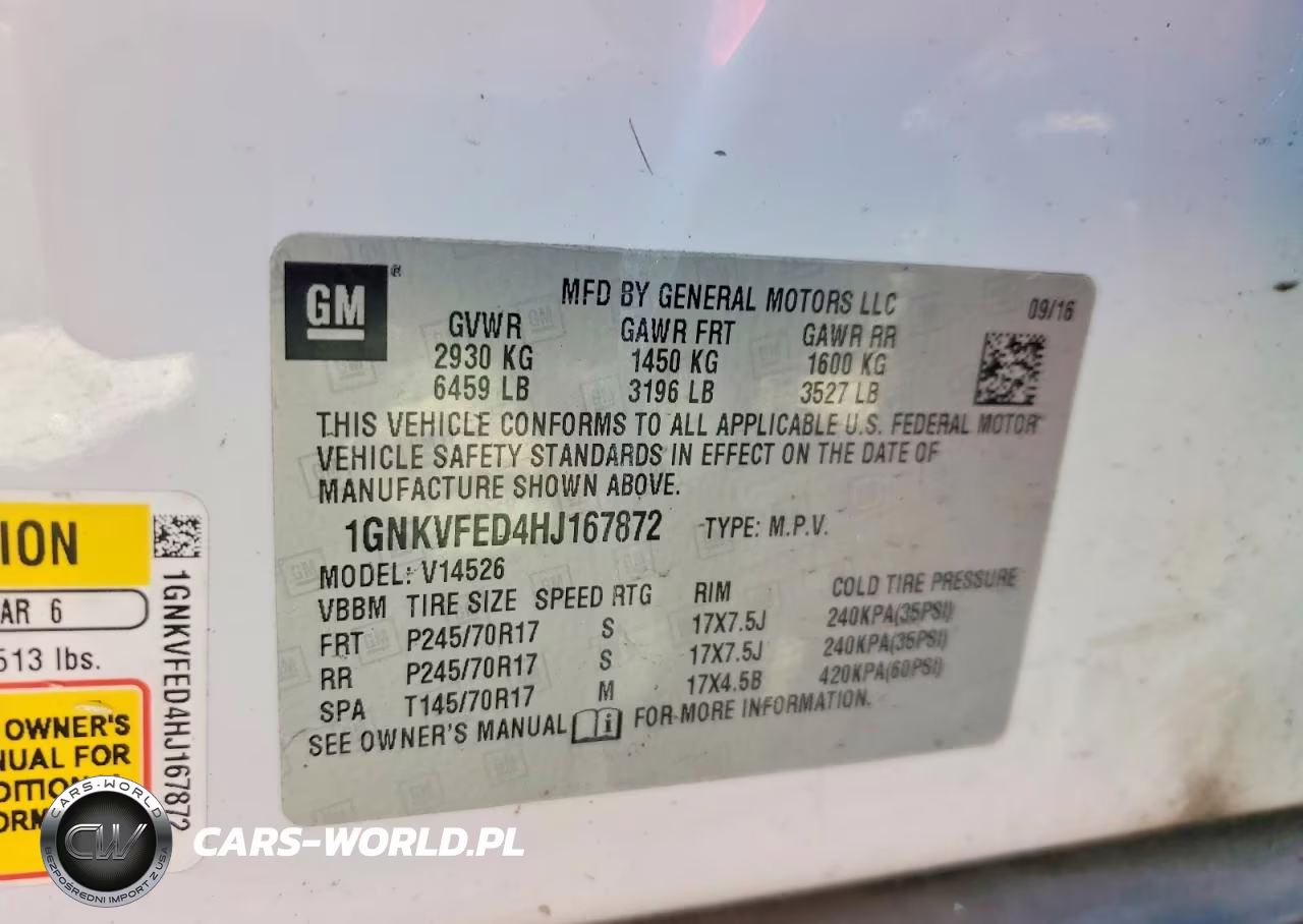 2017 Chevrolet Traverse VIN:1GNKVFED4HJ167872 - 13