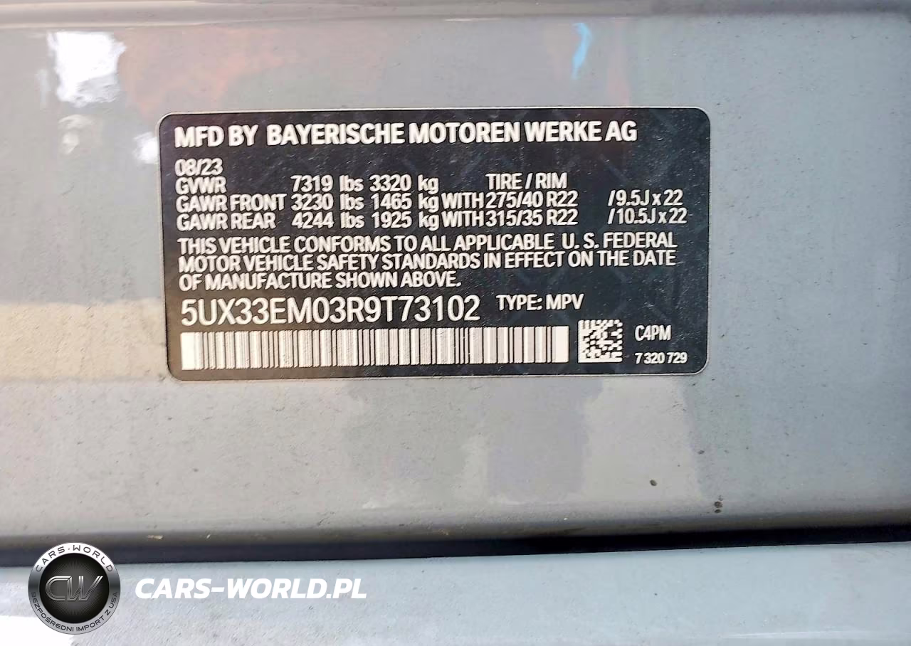 2024 BMW X7 M60I VIN:5UX33EM03R9T73102 - 13