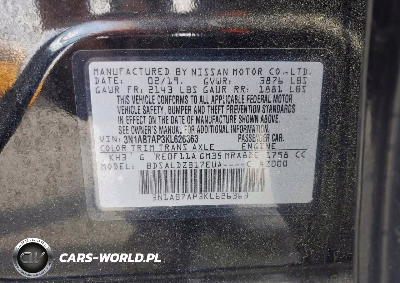 2019 Nissan Sentra Sv VIN:3N1AB7AP3KL626363 - 12