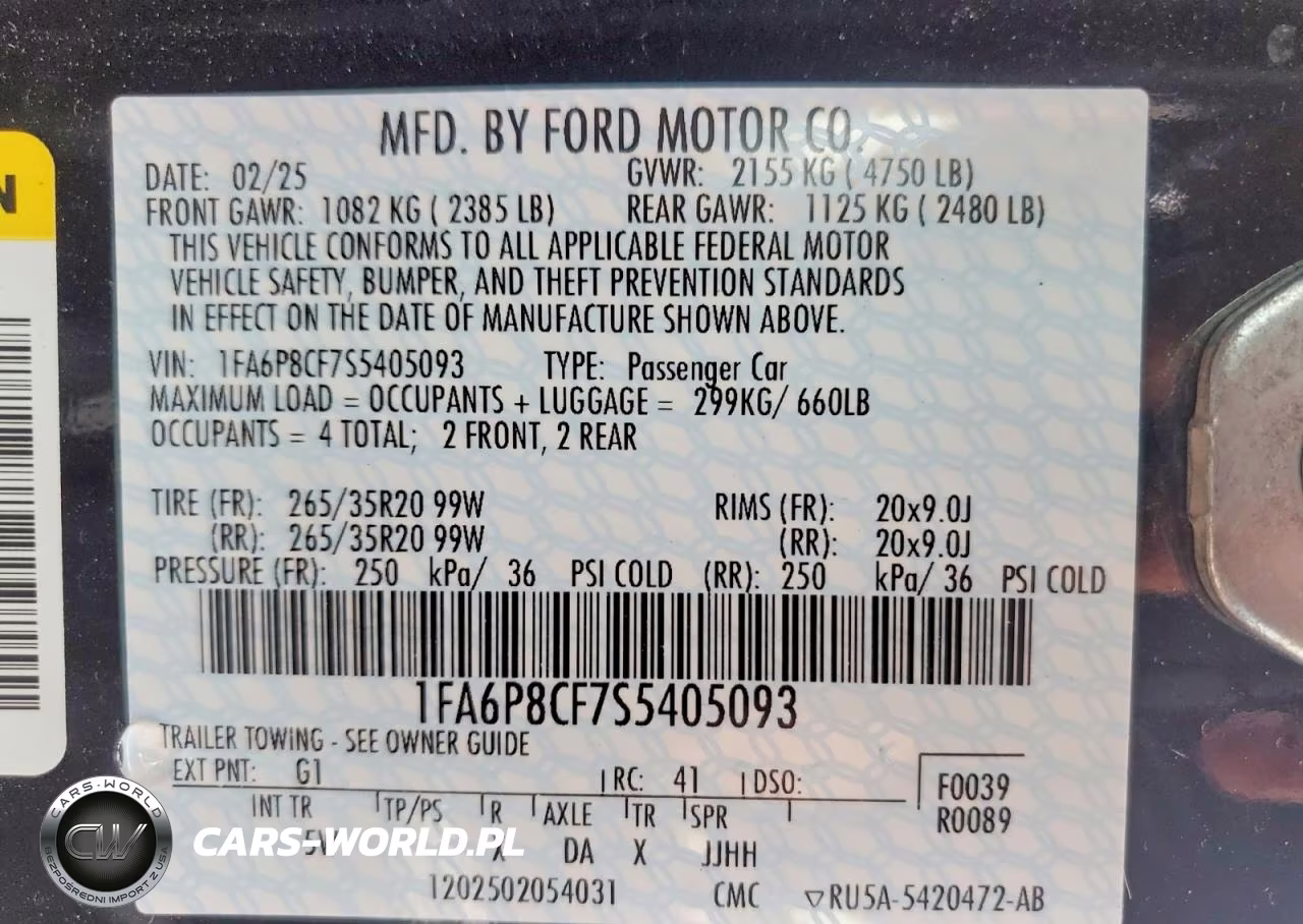 2025 Ford Mustang Gt VIN:1FA6P8CF7S5405093 - 12