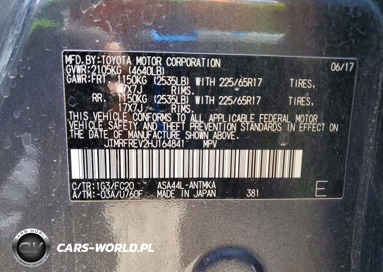 2017 Toyota Rav4 Xle VIN:JTMRFREV2HJ164841 - 13