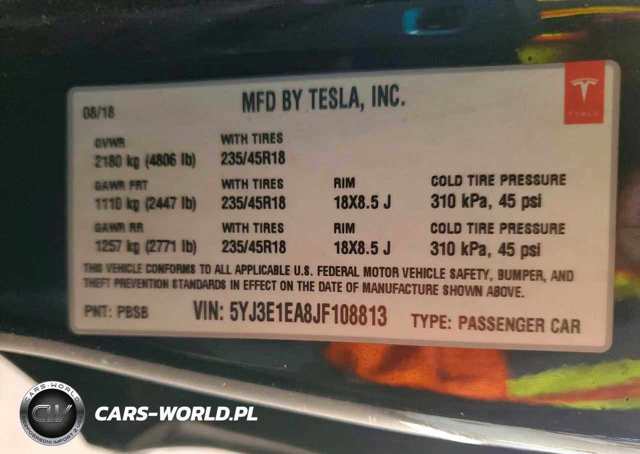 2018 Tesla Model 3 VIN:5YJ3E1EA8JF108813 - 12