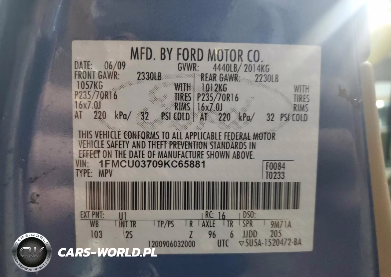 2009 Ford Escape Xlt VIN:1FMCU03709KC65881 - 13