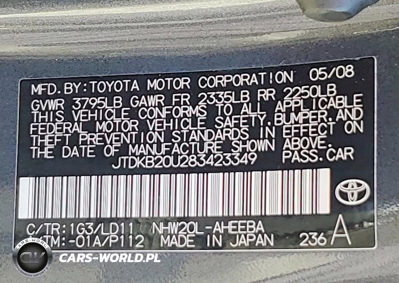 2008 Toyota Prius Base VIN:JTDKB20U283423349 - 12