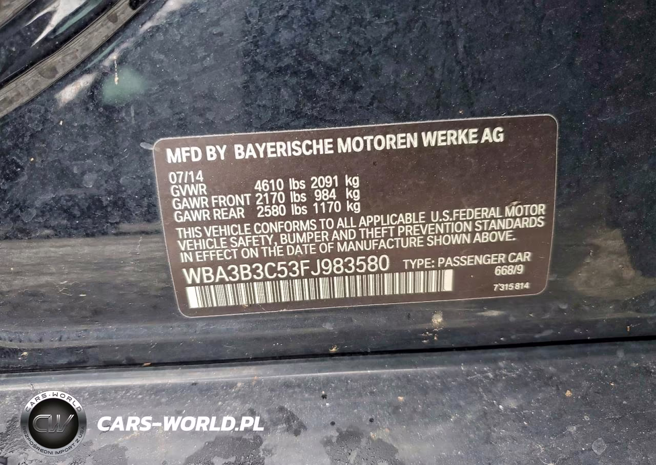 2015 BMW 328 Xi VIN:WBA3B3C53FJ983580 - 12
