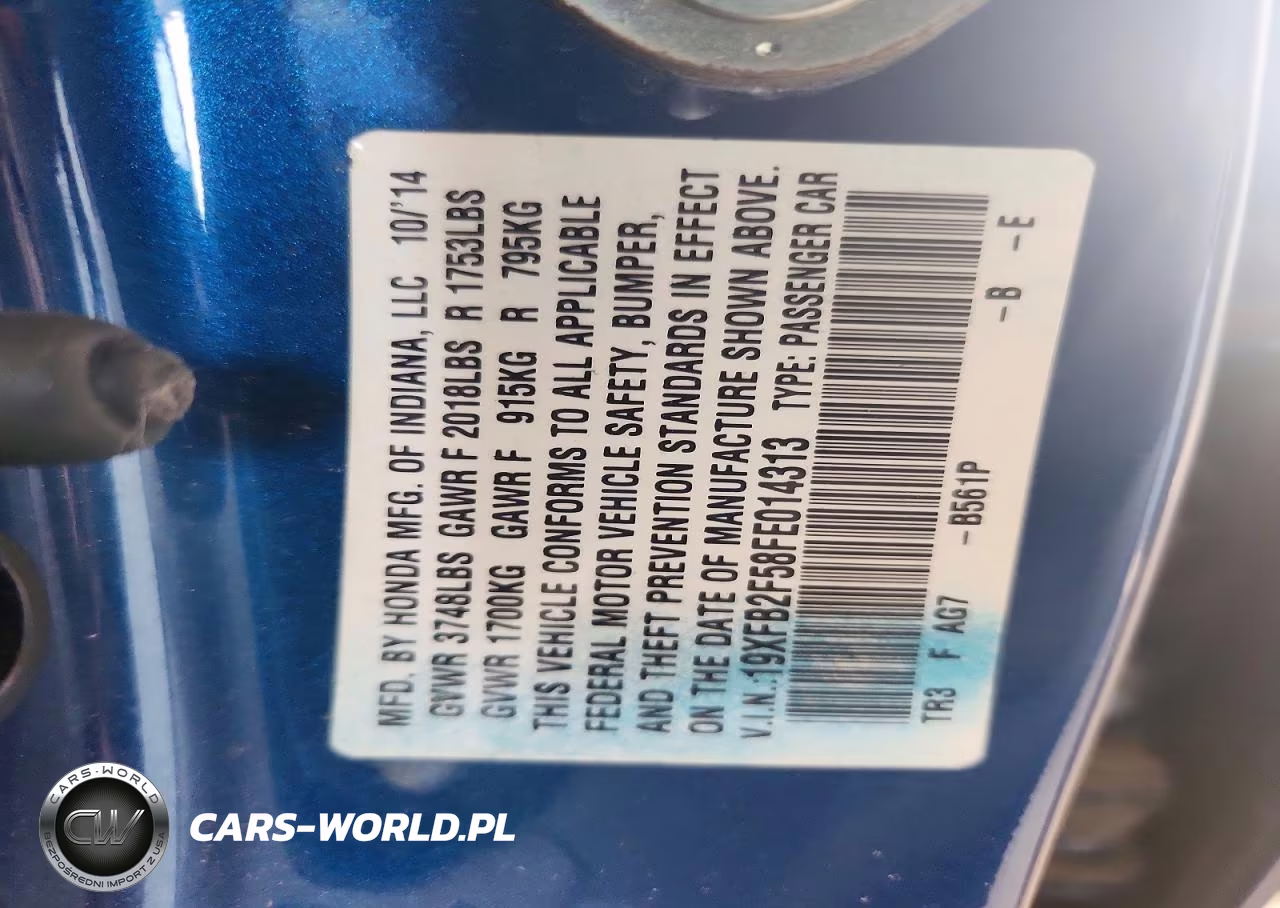 2015 Honda Civic Lx VIN:19XFB2F58FE014313 - 12