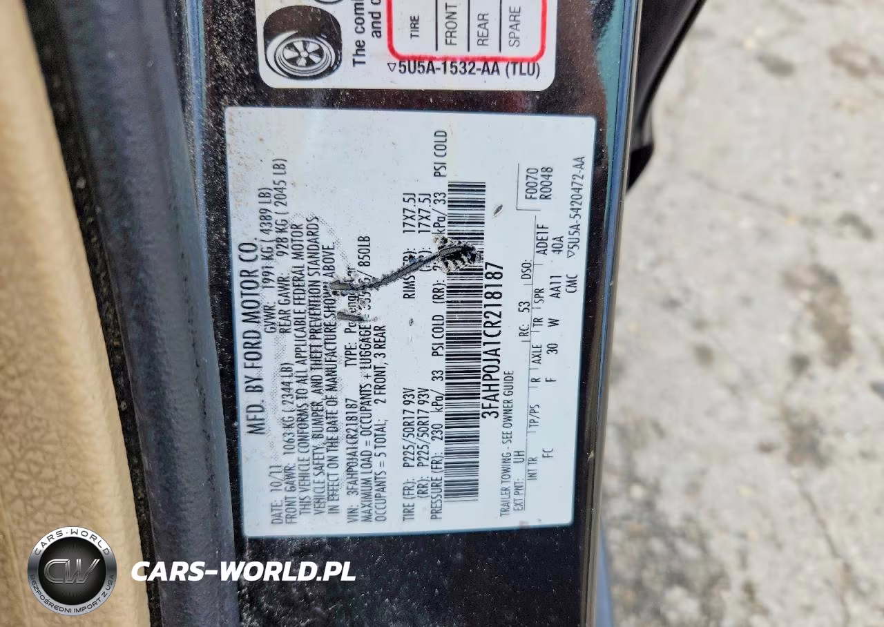 2012 Ford Fusion Sel VIN:3FAHP0JA1CR218187 - 12