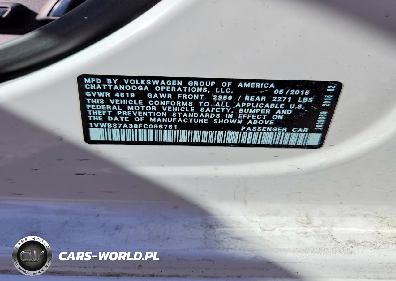 2015 Volkswagen Passat Se VIN:1VWBS7A38FC096761 - 12