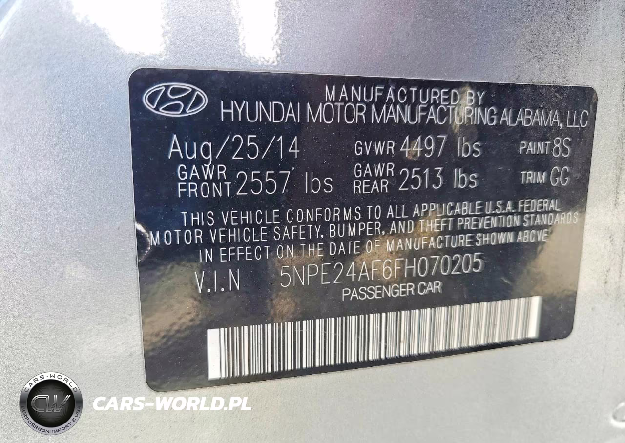 2015 Hyundai Sonata Se VIN:5NPE24AF6FH070205 - 12