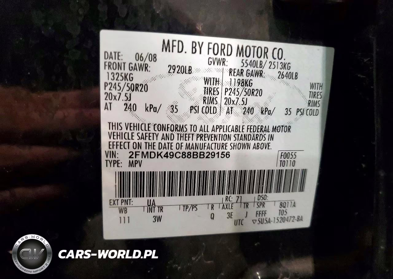 2008 Ford Edge Limited VIN:2FMDK49C88BB29156 - 13